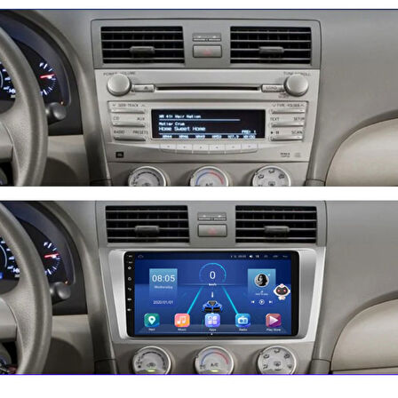 Toyota Camry Araç Multimedya Android Ekran Carplay Navigasyon Double Teyp 4+64 9" 06-11 Silver CADENCE