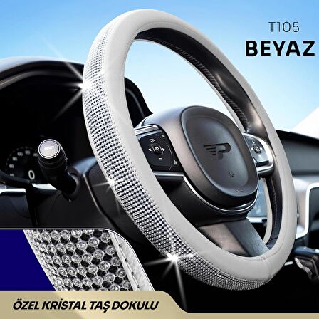 PANDA TAŞLI GEÇMELİ OTO DİREKSİYON KILIFI - DERİ