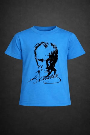 Erkek-Kız Çocuk ATATÜRK Baskılı Kısa Kollu T-Shirt 23 Nisan-10 Kasım-19 Ekim-Özel Bayramlar