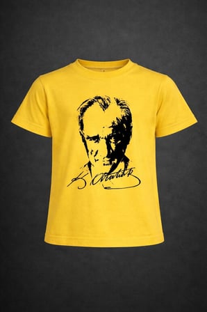 Erkek-Kız Çocuk ATATÜRK Baskılı Kısa Kollu T-Shirt 23 Nisan-10 Kasım-19 Ekim-Özel Bayramlar