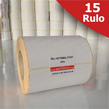 100x150 Termal Etiket 15 Rulo | 3.750 adet Termal barkod etiketi | Kargo Etiketi