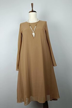 Büyük Beden Şifon Tunik Vizon T1678