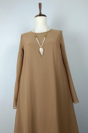 Büyük Beden Şifon Tunik Vizon T1678