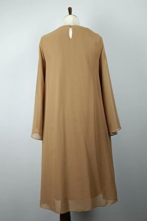 Büyük Beden Şifon Tunik Vizon T1678