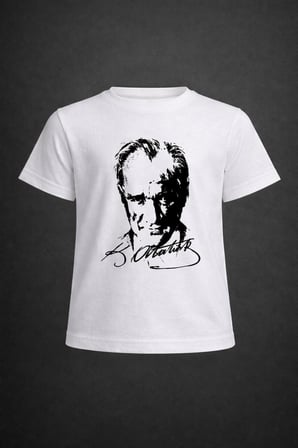 Erkek-Kız Çocuk ATATÜRK Baskılı Kısa Kollu T-Shirt 23 Nisan-10 Kasım-19 Ekim-Özel Bayramlar