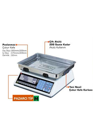 Ege Lcd 15 Kg X 2 / 5 Gr Fiyat Hesaplamalı Terazi