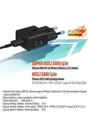 EP-T2510N TYPE C Şarj Aleti 25W Süper Hızlı Type-C Şarj Adaptörü (Samsung Türkiye Garantili)