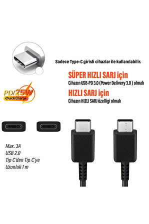 Şarj Aleti ve TYPE C Kablosu 25W Süper Hızlı Type-C Şarj Adaptörü ve Kablo T2510 DA705