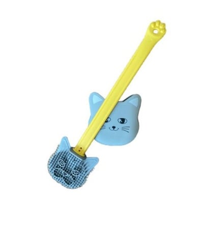 Delux Serisi Pratik Fırça Temizlik Aracı Banyo Düzeni Kedi Tasarımlı Ergonomik Tuvalet Fırçası