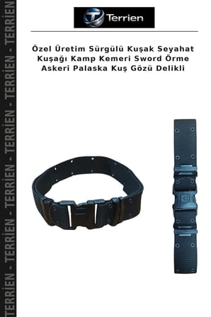 Özel Üretim Sürgülü Kuşak Seyahat Kuşağı Kamp Kemeri Sword Örme Askeri Palaska Kuş Gözü Delikli
