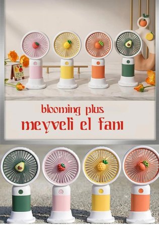 T300 MEYVE TEMALI KIRMIZI ŞARJLI MİNİ EL FANI