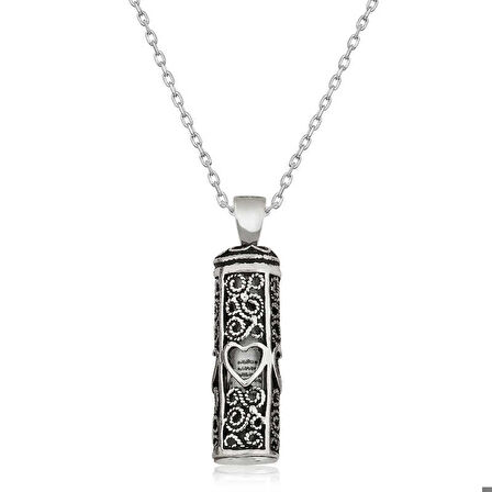 Harem Altın Gümüş Kalp Desenli Cevşen-ül Kebir Kolye