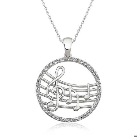 925 Ayar Gümüş Müzik Temalı Kadın Gümüş Kolye
