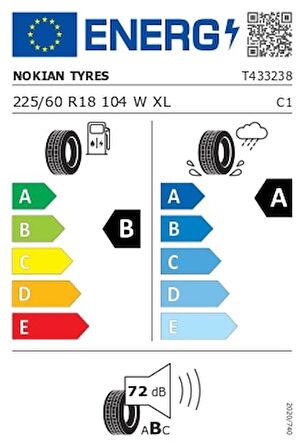 Nokian Tyres 225/60 R18 104W XL Wetproof 1 Yaz Lastiği ( Üretim Yılı: 2023/12.Ay )