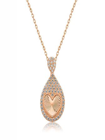 925 Ayar Gümüş Damla Kalp Kadın Gümüş Kolye