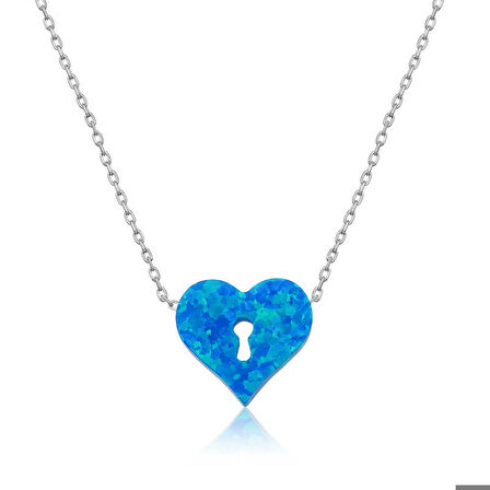 925 Ayar Gümüş Kilitli Kalp Kadın Gümüş Kolye