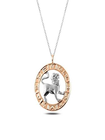 ​925 Ayar Gümüş Rose Aslan Burcu Kadın Gümüş Kolye