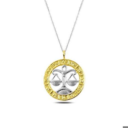​925 Ayar Gümüş Gold Terazi Burcu Gümüş Kolye
