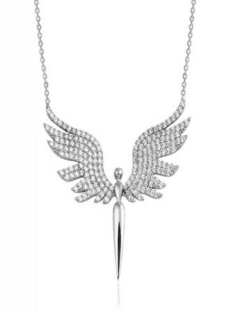 925 Ayar Gümüş Mikail Meleği Kadın Gümüş Kolye