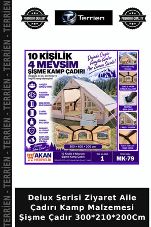 Delux Serisi Ziyaret Aile Çadırı Kamp Malzemesi Şişme Çadır 300*210*200Cm