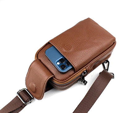 Erkek Taba Renk Omuz Çantası Göğüs Çantası Body Bag Çanta