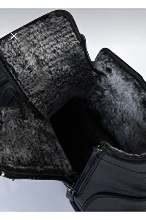 Su & Soğuğa Dayanıklı Kışlık Fermuarlı Kürklü Outdoor Bot SİYAH / 40