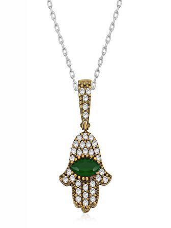 925 Ayar Gümüş Fatma Eli Otantik Kadın Gümüş Kolye