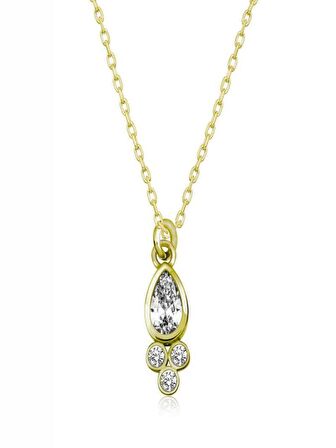 925 Ayar Gümüş Çiğ Damlası Tektaş Kadın Gümüş Kolye