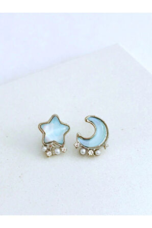 Mavi Ay ve Yıldız Küpe