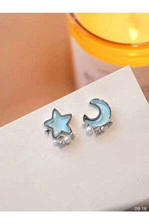 Mavi Ay ve Yıldız Küpe