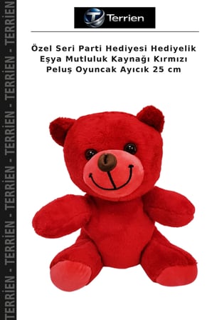 Özel Seri Parti Hediyesi Hediyelik Eşya Mutluluk Kaynağı Kırmızı Peluş Oyuncak Ayıcık 25 cm