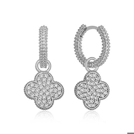 Gümüş Halka Yonca Küpe