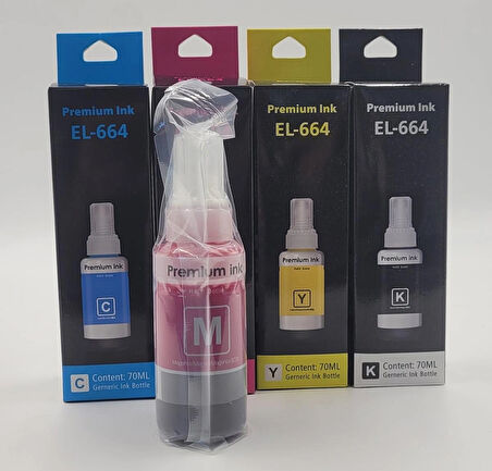 Dpi Toner Epson T664 Muadil Mürekkep Kartuş 4’lü Paket (CMYK) – L100 L210 L365 – 70 ml