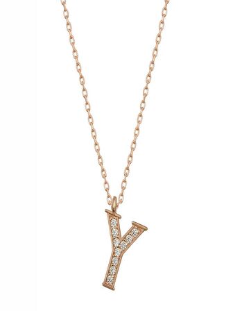 925 Ayar Gümüş Rose Y Harfi Kadın Gümüş Kolye