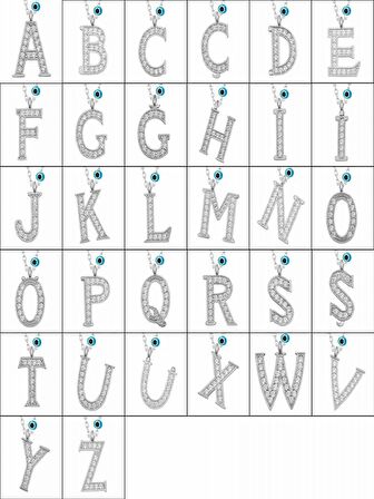 925 Ayar Gümüş Nazar Rodyum J Harfi Kadın Gümüş Kolye