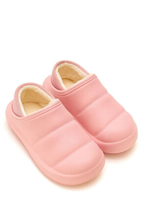 Peluş İçi Yünlü Kışlık Panduf Pembe Kadın Ev Terliği