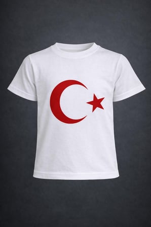 Erkek-Kız Çocuk AY YILDIZ Bayrak Baskılı Kısa Kollu T-Shirt 23 Nisan-10 Kasım-19 Ekim-Özel Bayramlar
