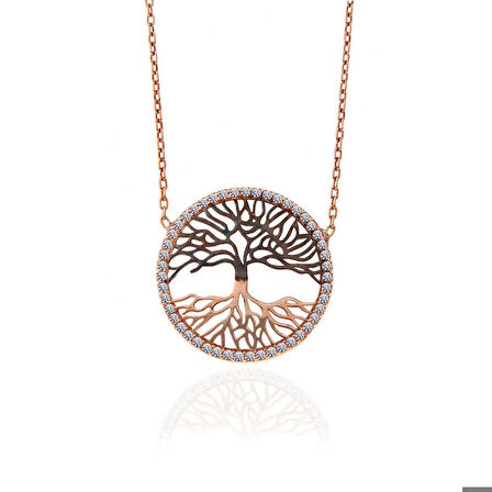 925 Ayar Gümüş Rose Hayat Ağacı Kadın Kolye