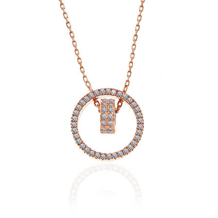 925 Ayar Gümüş Rose İç İçe Geçmiş Halka Kadın Kolye