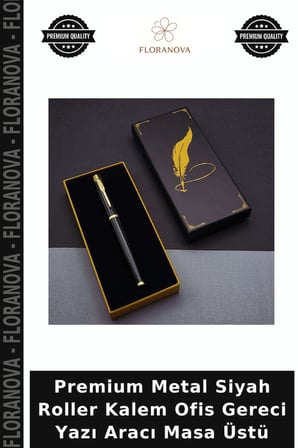 Premium Metal Siyah Roller Kalem Ofis Gereci Yazı Aracı Masa Üstü