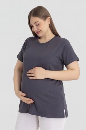 Premium Seçenek Anne Sade Pamuklu Kısa Kollu Hamile Tişört 3'lü Paket