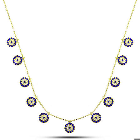 925 Ayar Gümüş Gold Nazarlı Şans Kadın Kolye