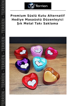 Premium Süslü Kutu Alternatif Hediye Masaüstü Düzenleyici Şık Metal Takı Saklama