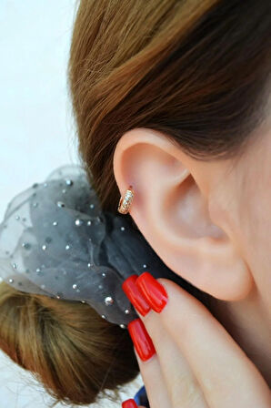 Bombeli Taşlı Halka Tragus Piercing Helix Kıkırdak Rose Gold Renk