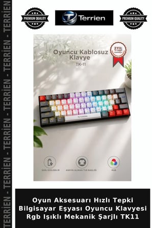 Oyun Aksesuarı Hızlı Tepki Bilgisayar Eşyası Oyuncu Klavyesi Rgb Işıklı Mekanik Şarjlı TK11
