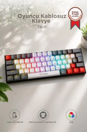 Oyun Aksesuarı Hızlı Tepki Bilgisayar Eşyası Oyuncu Klavyesi Rgb Işıklı Mekanik Şarjlı TK11