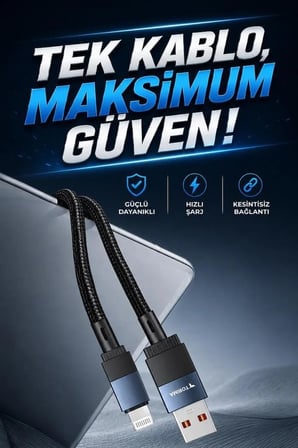 Premium Modern Cihaz Aksesuarı Günlük Şarj Kablosu Usb to Lightning Data Kablo U18 Siyah