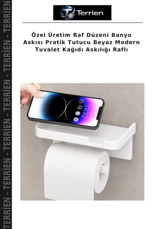 Özel Üretim Raf Düzeni Banyo Askısı Pratik Tutucu Beyaz Modern Tuvalet Kağıdı Askılığı Raflı