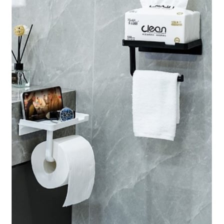 Özel Üretim Raf Düzeni Banyo Askısı Pratik Tutucu Beyaz Modern Tuvalet Kağıdı Askılığı Raflı