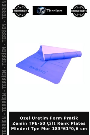 Özel Üretim Form Pratik Zemin TPE-50 Çift Renk Plates Minderi Tpe Mor 183*61*0,6 cm
